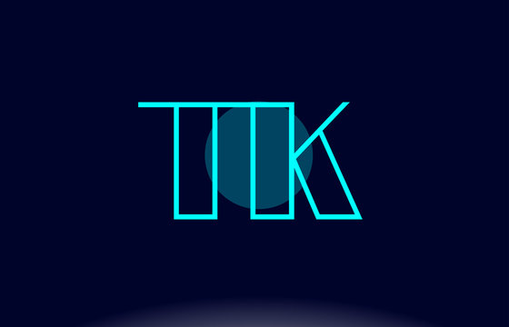tk t k blue line circle alphabet letter logo icon template vector design