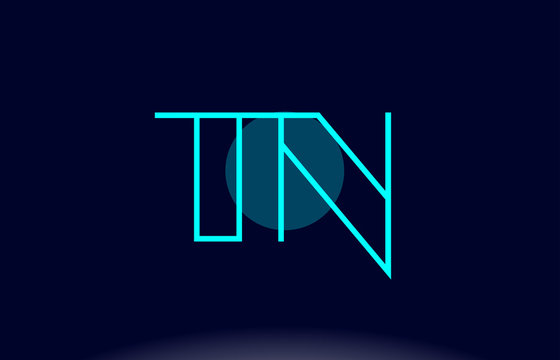 tn t n blue line circle alphabet letter logo icon template vector design