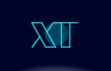 xt x t blue line circle alphabet letter logo icon template vector design