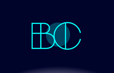 bc b c blue line circle alphabet letter logo icon template vector design