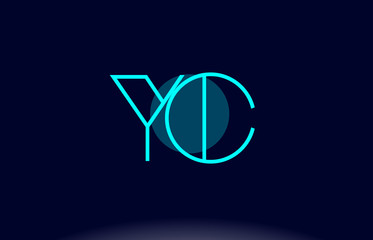 yc y c blue line circle alphabet letter logo icon template vector design