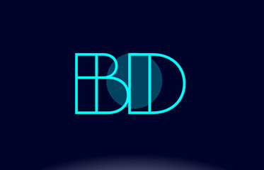 bd b d blue line circle alphabet letter logo icon template vector design