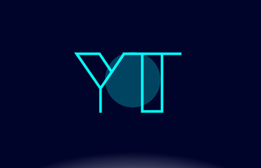 yt y t blue line circle alphabet letter logo icon template vector design