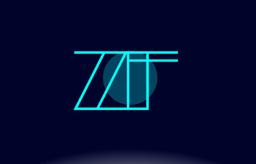zf z f blue line circle alphabet letter logo icon template vector design