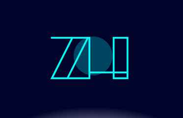 zh z h blue line circle alphabet letter logo icon template vector design
