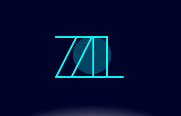 zl z l blue line circle alphabet letter logo icon template vector design