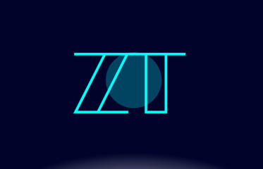 zt z t blue line circle alphabet letter logo icon template vector design