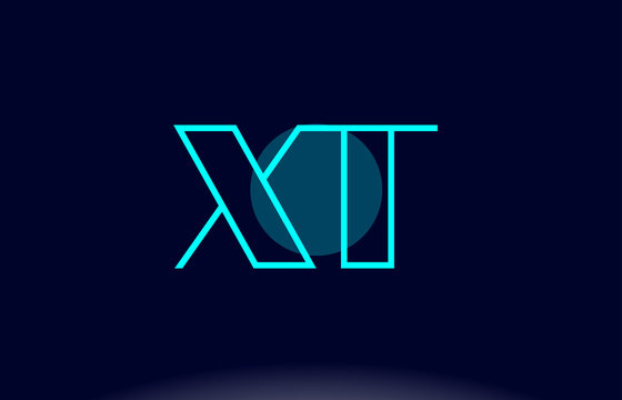 xt x t blue line circle alphabet letter logo icon template vector design