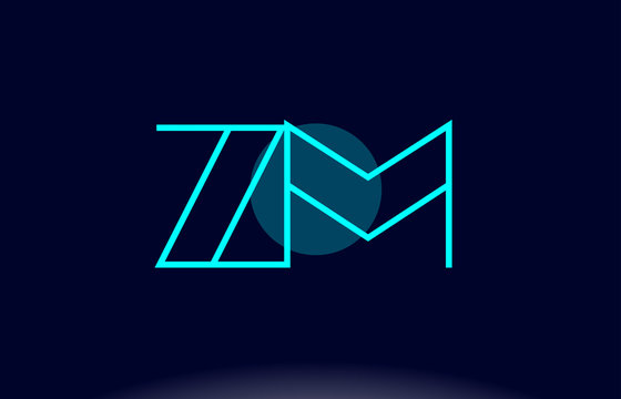 zm z m blue line circle alphabet letter logo icon template vector design
