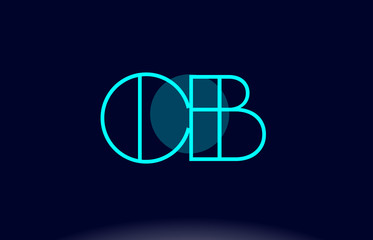 cb c b blue line circle alphabet letter logo icon template vector design