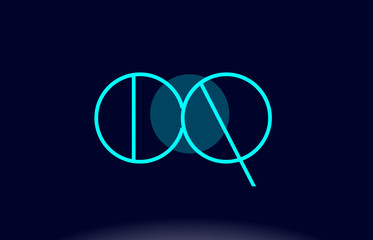 cq c q blue line circle alphabet letter logo icon template vector design