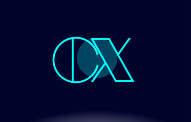 cx c x blue line circle alphabet letter logo icon template vector design