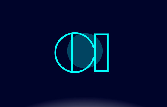 ci c i blue line circle alphabet letter logo icon template vector design