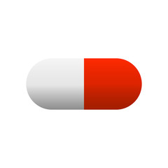 Red and White Pill Icon Isolated, Medicine - Health