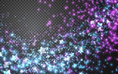 Vector illustration. Glittering lights on transparent background.
