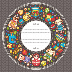 Christmas toys. Greeting Card. Holiday background