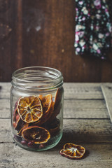 Dried citrus fruits cut into rings (slices)