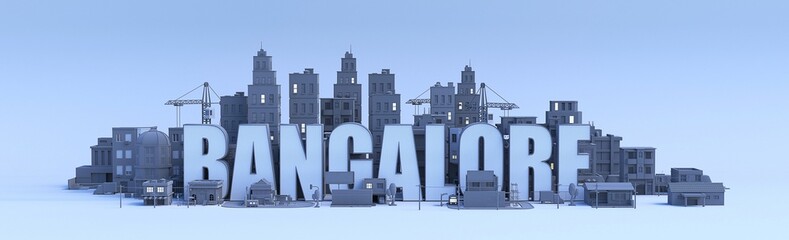 bangalore lettering, city in 3d render