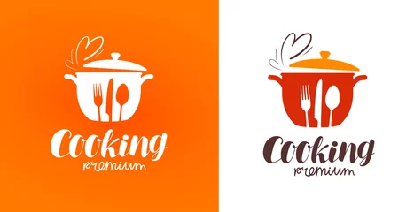 Keuken spatwand met foto Cooking, cuisine, cookery logo. Restaurant, menu, cafe, diner label or icon. Vector illustration © ~ Bitter ~