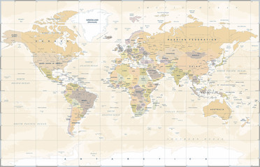 Carte du monde vintage - Illustration vectorielle