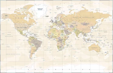 Tuinposter Wereldkaart Vintage wereldkaart - vectorillustratie