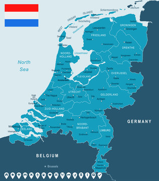 Netherlands - map and flag illustration