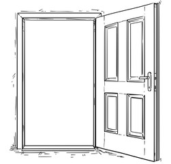 Cartoon Vector of Open Wooden Door