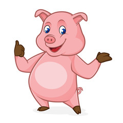 Pig cartoon smiling and giving thumb up