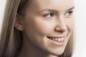 Fototapeta premium Girl with healthy face skin and teeth