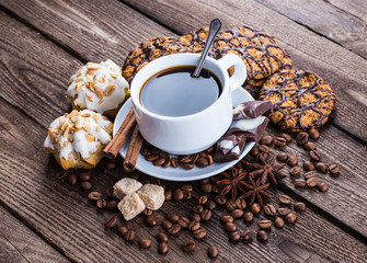 Two cups of espresso on brown napkin
