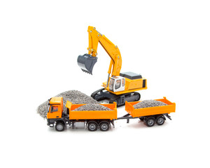 toy cable excavator and heavy truck