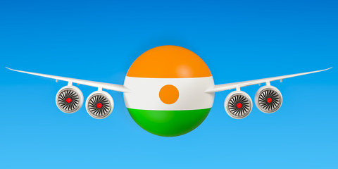 Flights to Niger concept. 3D rendering
