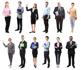 Obraz premium Collage of teachers on white background