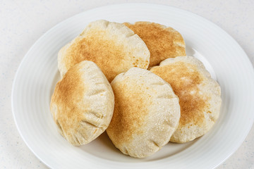 Freshly baked Arabic bread batbout