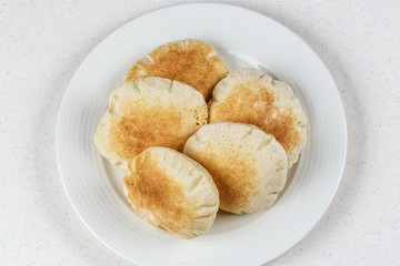 Freshly baked Arabic bread batbout