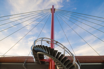 Obraz premium Jelgava, Bridge. New pedestrian cable-stayed bridge in Jelgava.