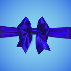 Realistic blue bow, vector illustration