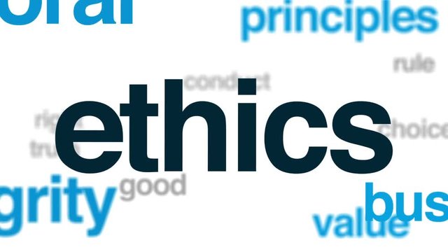 Ethics animated word cloud, text design animation.