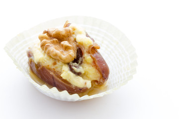 Dates with mascarpone cheese and walnuts
