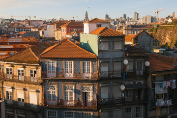 Fototapeta na wymiar Residential buildings in the old part of Porto, Portugal.