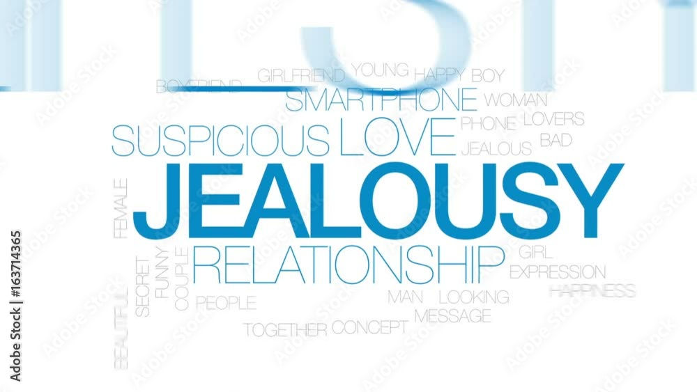 Poster jealousy animated word cloud, text design animation. kinetic typography.