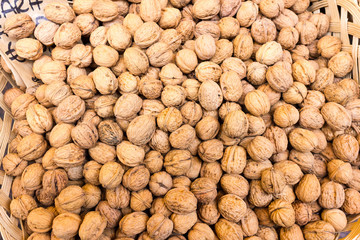 Piles of roasted peanuts
