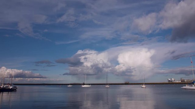 Time Lapse Footage Of Boats And Sky In Edinburgh's Granton Harbour