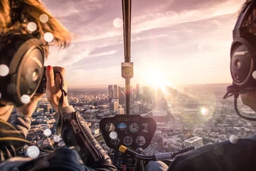 Fototapeten helicopter over downtown los angeles © kidfuture
