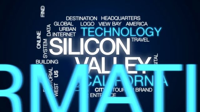 Silicon valley animated word cloud, text design animation.