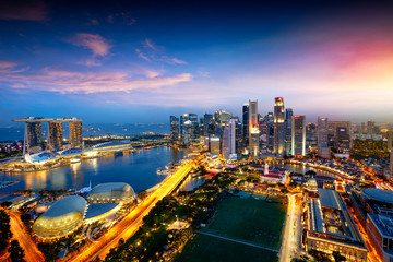 Naklejka premium Panoramę Singapuru, dzielnicę biznesową Singapuru, Singapur