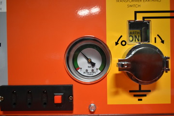 Pressure gauge Electrical energy substation in a power plant. (RMU Ring main unit)