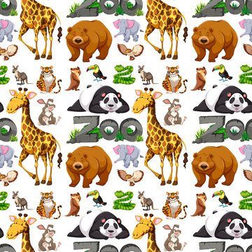 Seamless background design with wild animals