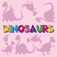 Dinosaurs with silhouette creatures in background
