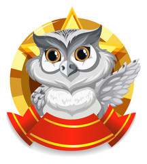 Banner design with gray owl